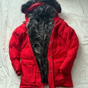 Jordan Craig Red Kids Puffer Jacket with Faux Fur Trim